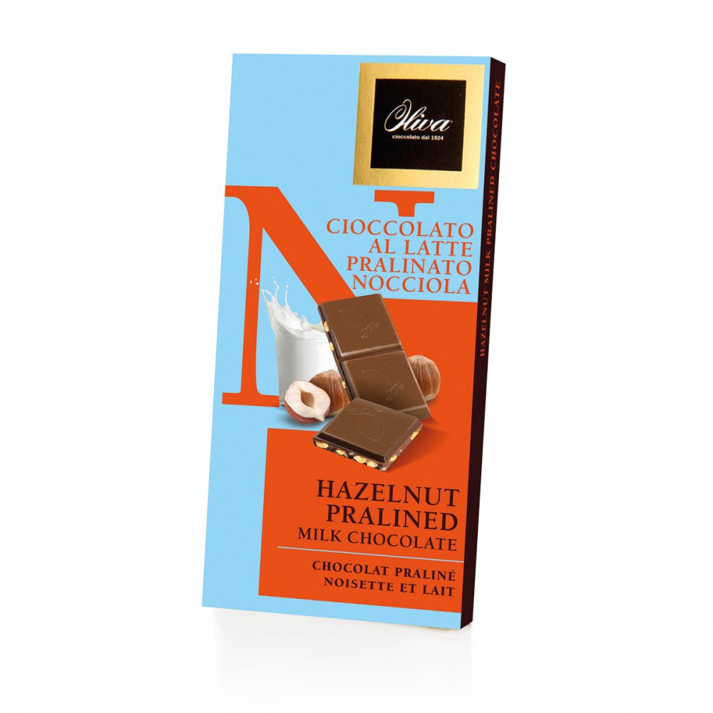 Tavoletta di Cioccolato al Latte Pralinato Nocciola - Oliva Cioccolato
